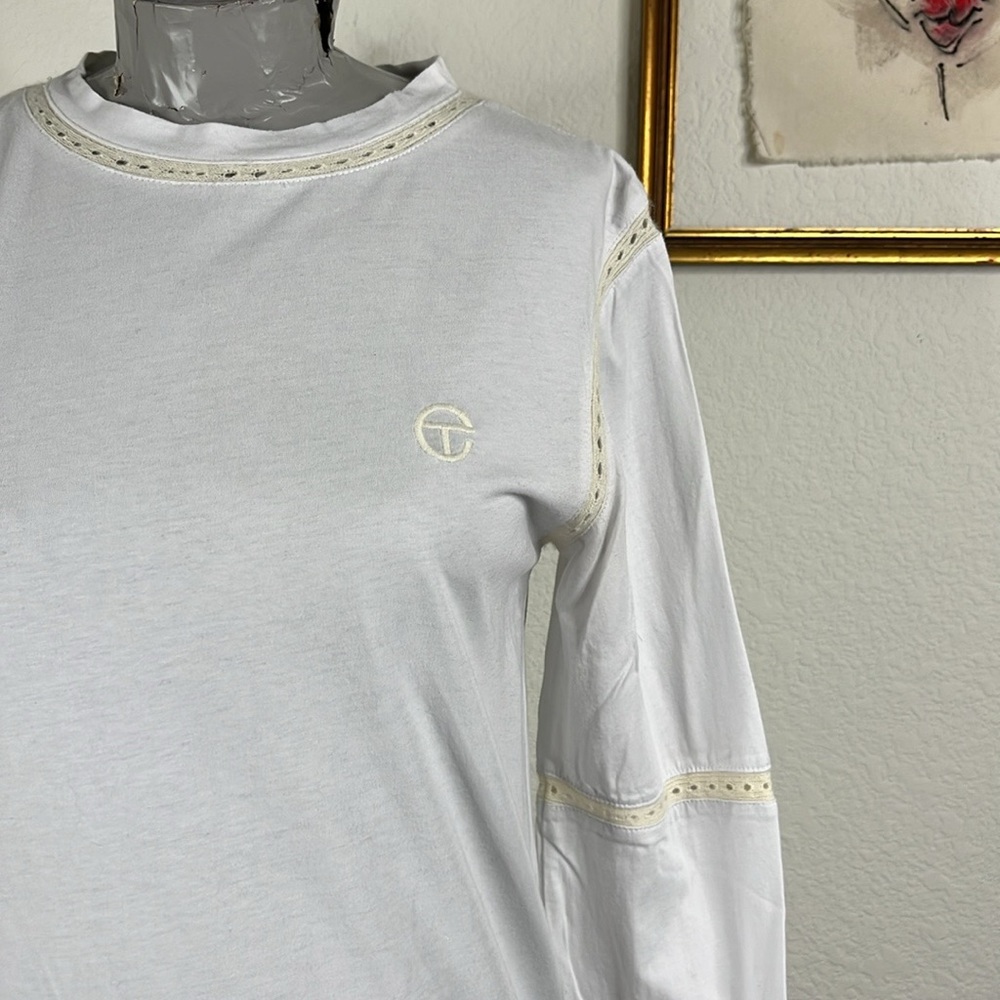 Telfar Embroidered Logo Lace Trim Long Sleeve Streetstyle